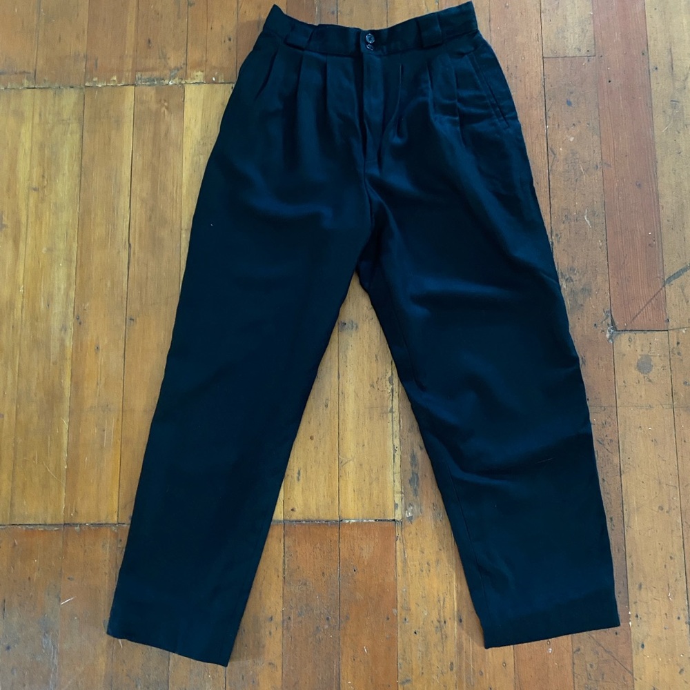 Vintage Black Wool Pleated Pants